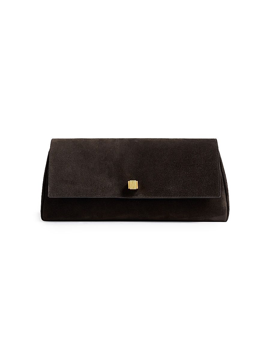Women's Audrey Suede Clutch - Dark Brown