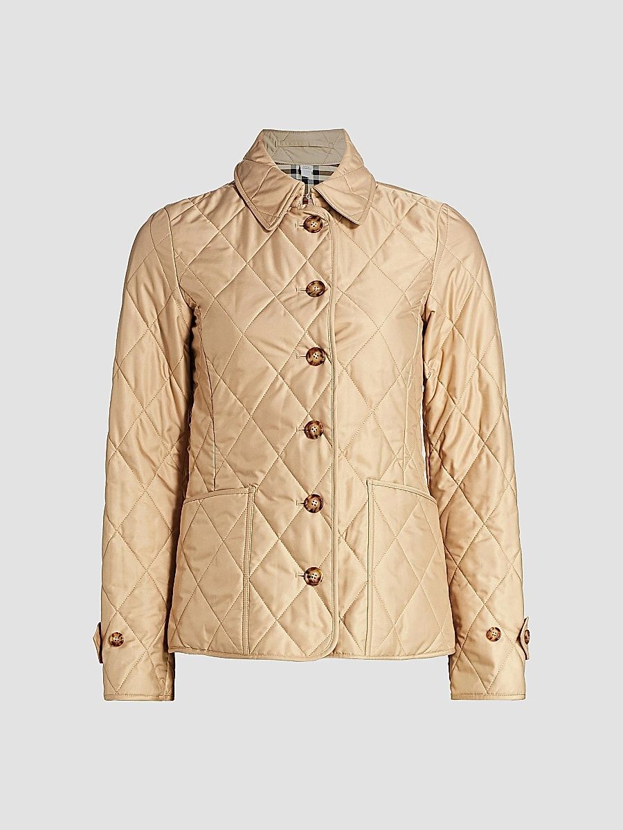 Burberry Women's Fernleigh Quilted Logo Jacket - Dusty Beige - Size XXS