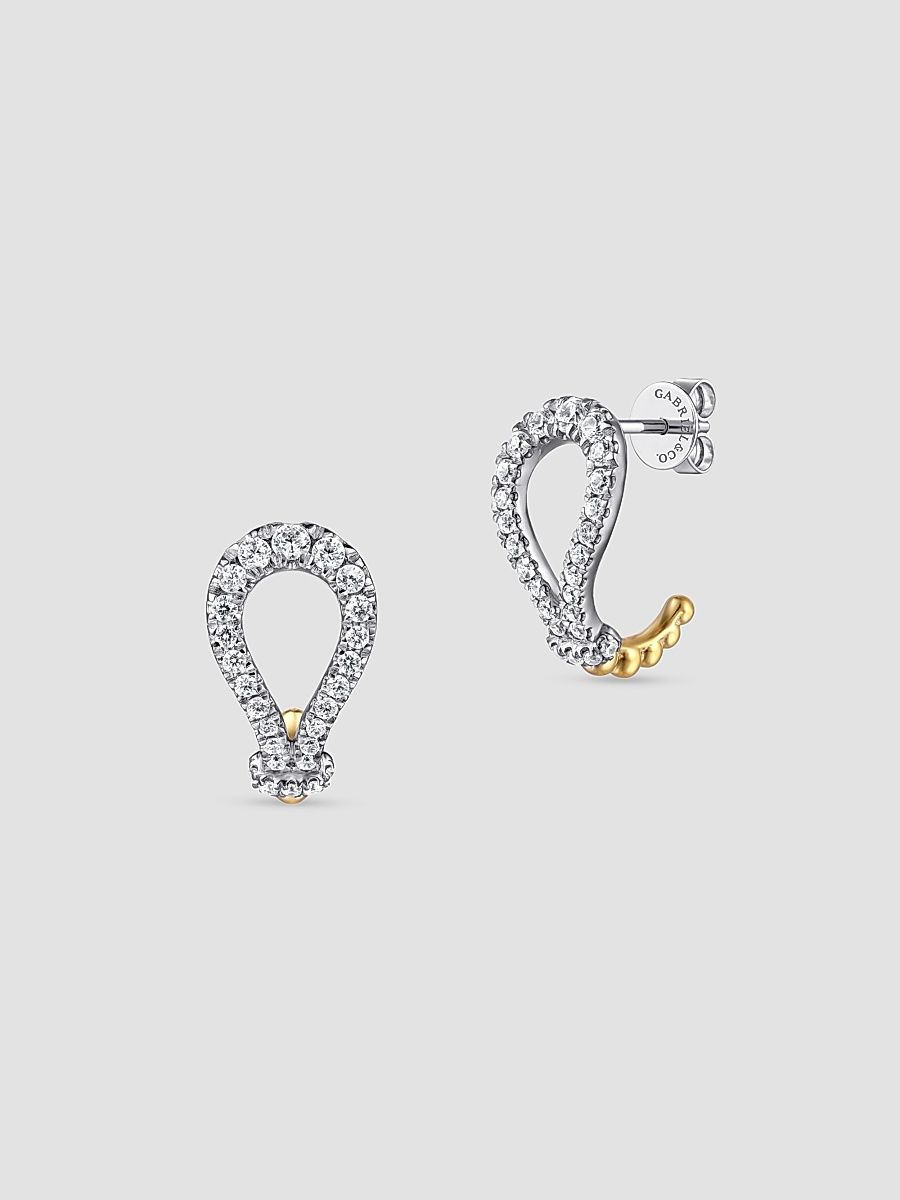 Gabriel & Co Women's Bujukan 14K White & Yellow Gold & 0.58 TCW Diamond Horseshoe J-Hoops - Yellow Gold