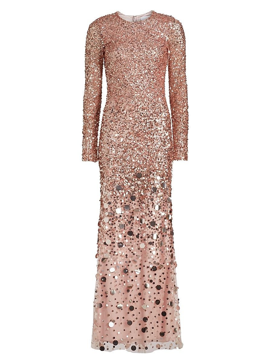 Women's Elle Embellished Sheath Gown - Blush - Size 10