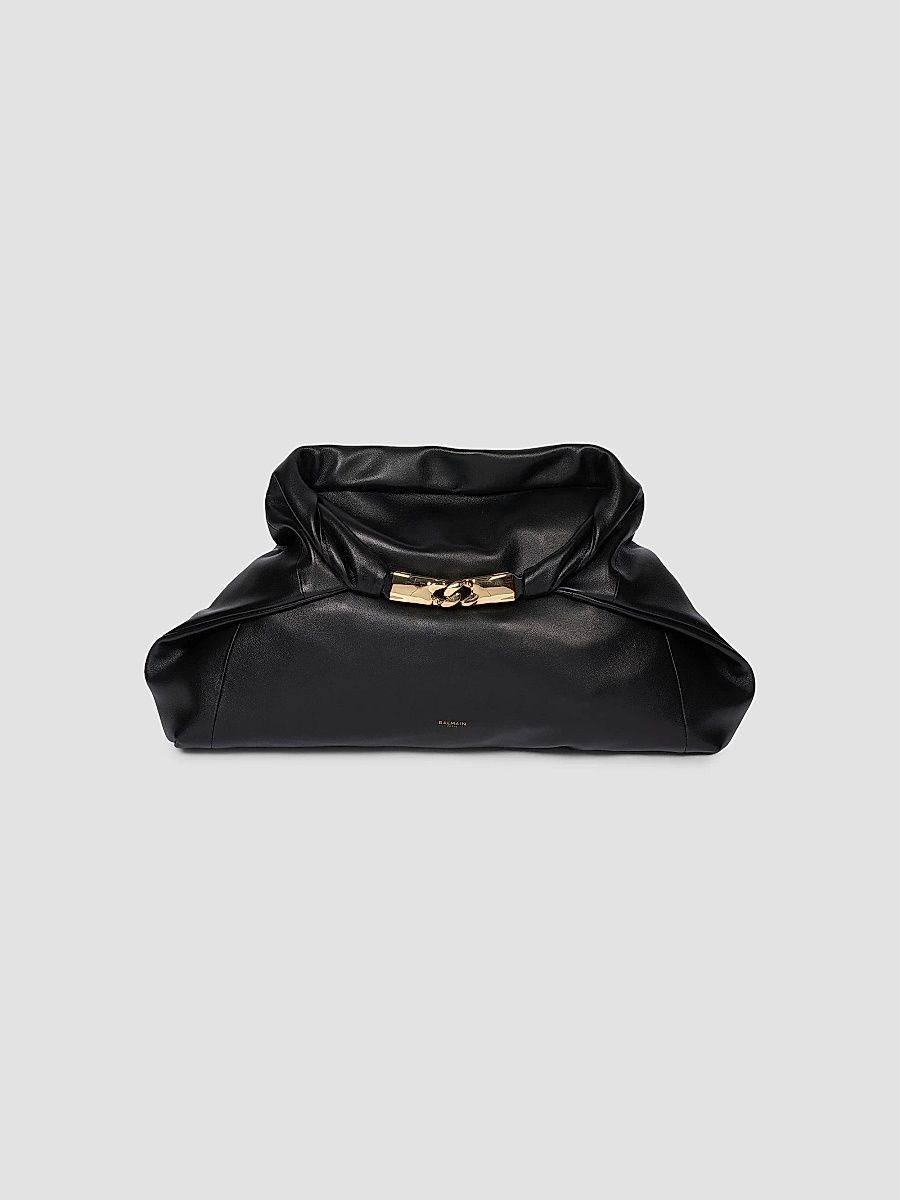Balmain Women's Dinner At 8 Medium Leather Shoulder Bag - Noir
