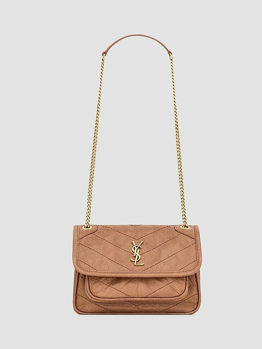 Saint Laurent Women's Niki Mini Shoulder Bag in Vintage Leather - Light Caramel