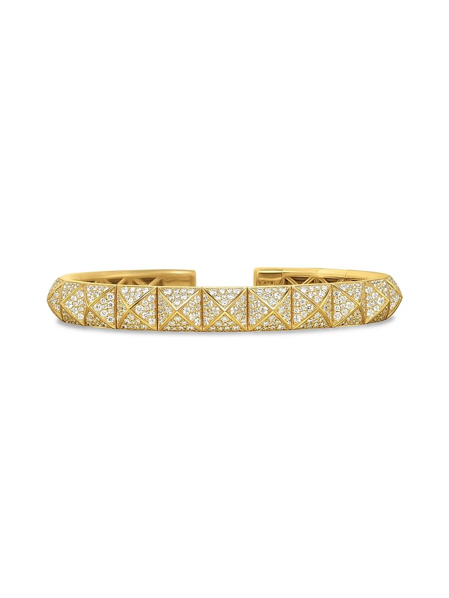 Women's Pyramid Cuff Bracelet in 18K Yellow Gold - Yellow Gold - Size Medium