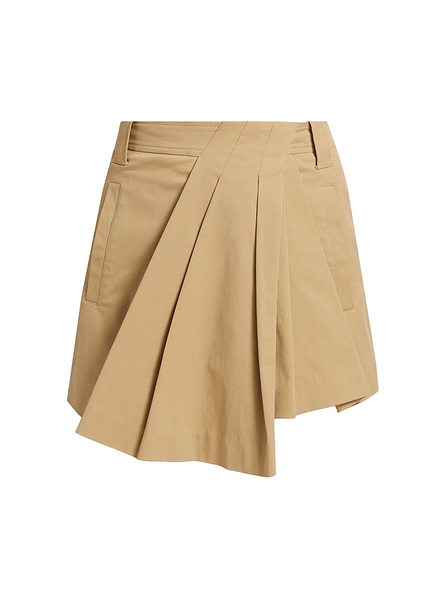 Women's Brody Pleated Stretch Cotton Shorts - Desert Beige - Size 10