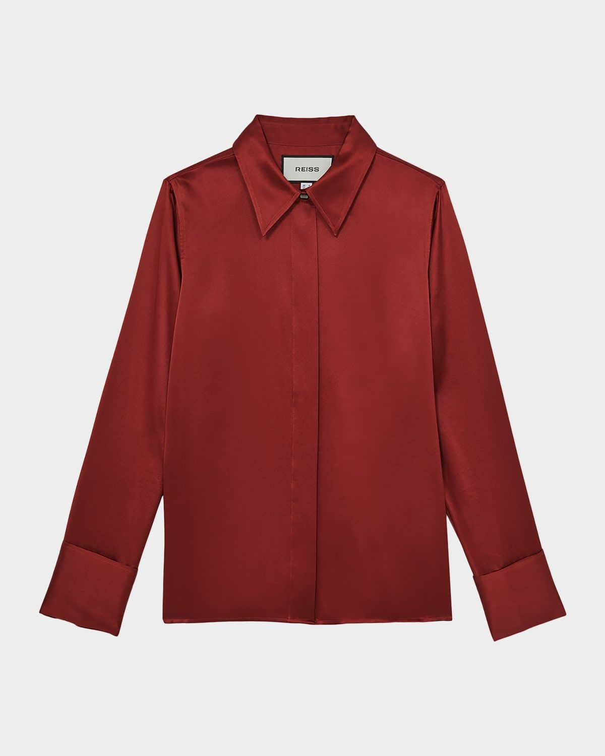 Ameira Silk Satin Button-Front Shirt