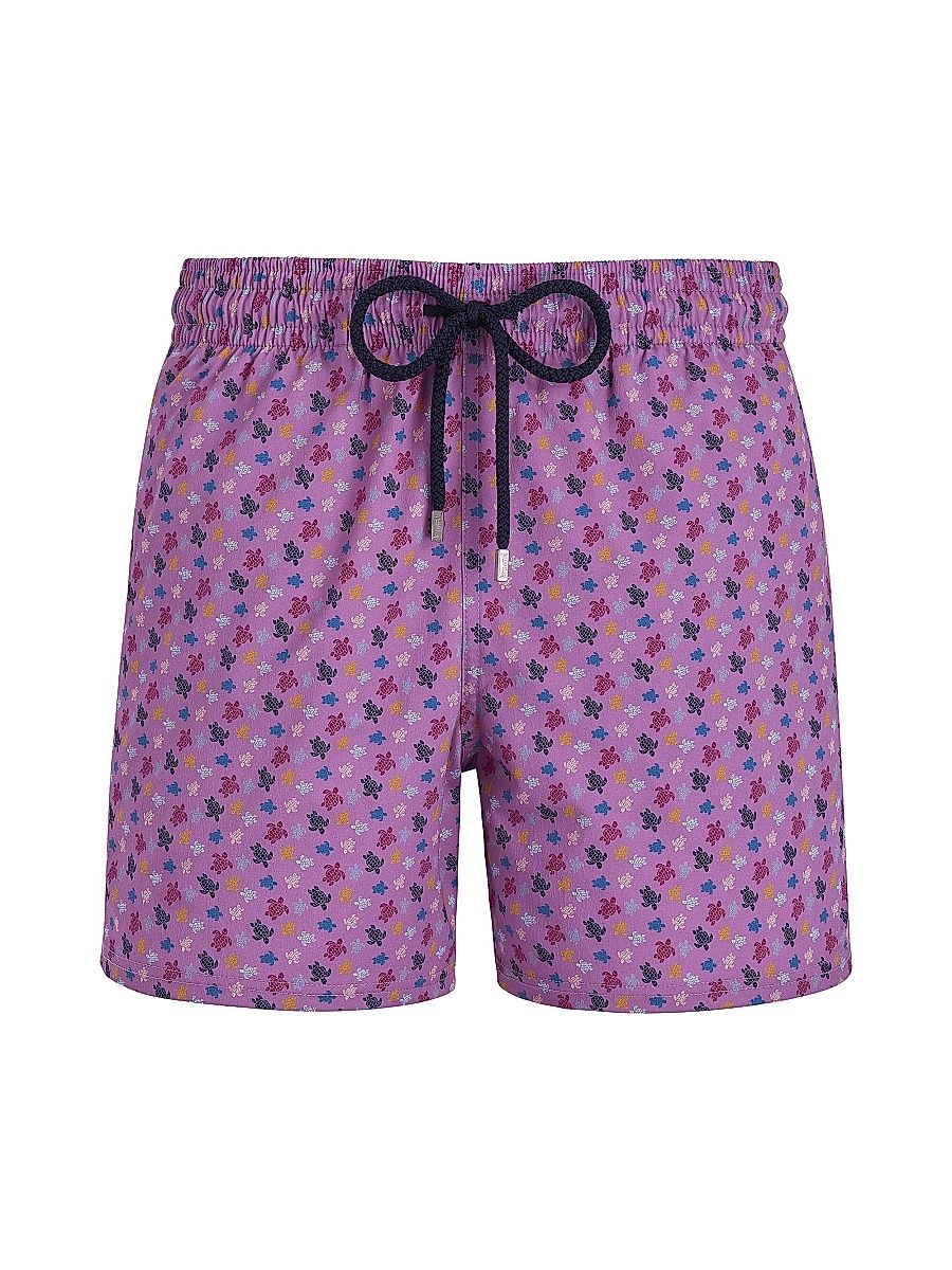 Vilebrequin Men's Moorsie Turtle Print Swim Trunks - Glycine - Size Medium