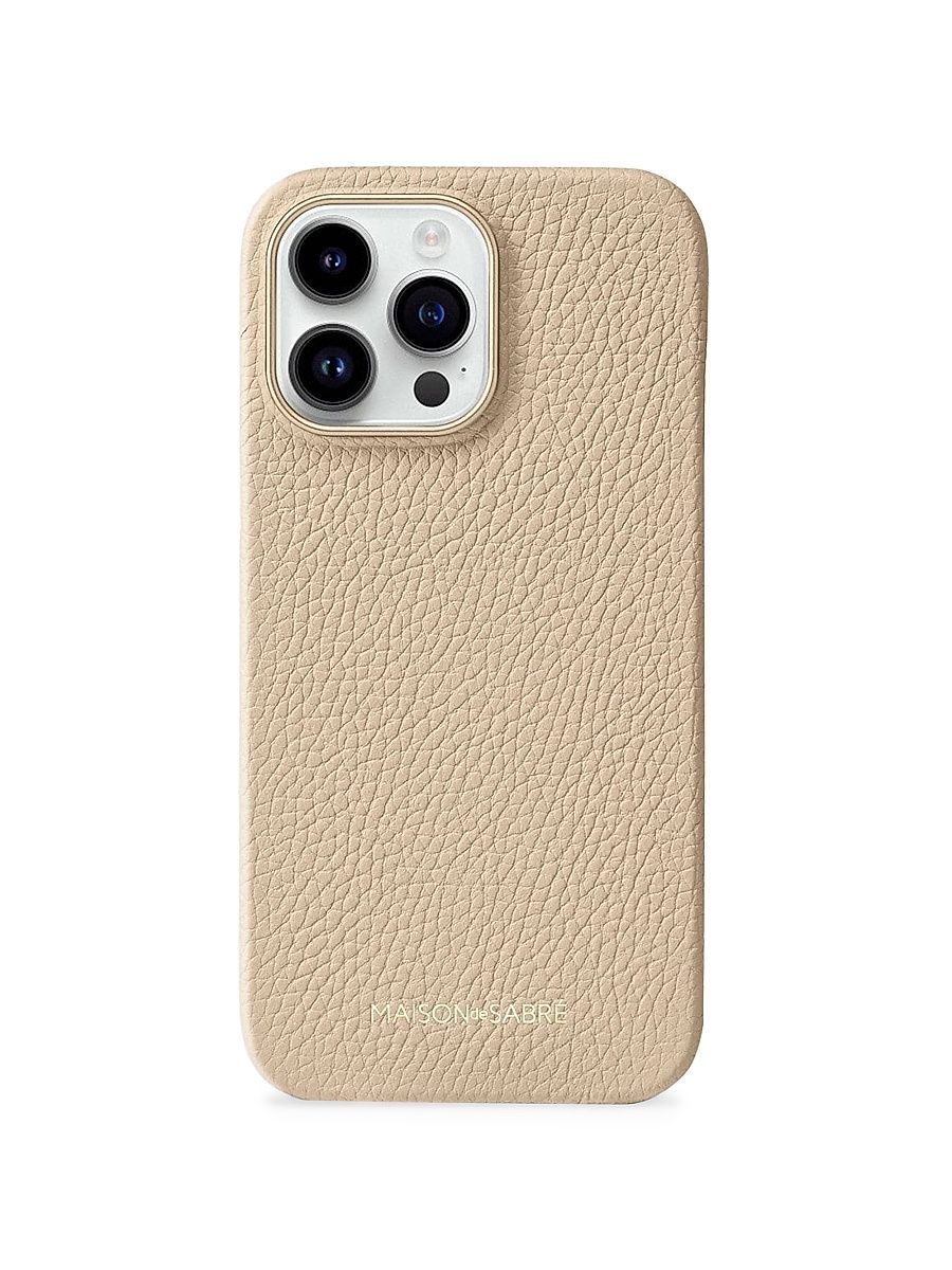 Maison de Sabre Women's Leather Phone Case (iPhone 14 Pro Max) - Saharan Beige