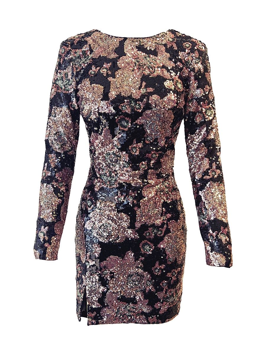 Women's Nathalia Floral Sequin Minidress - Dusty Rose Multi - Size XXL