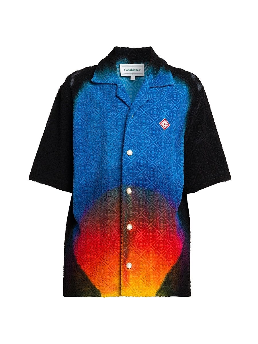 Men's Camp Collar Jacquard Monogram Shirt - Tie Dye - Size Small