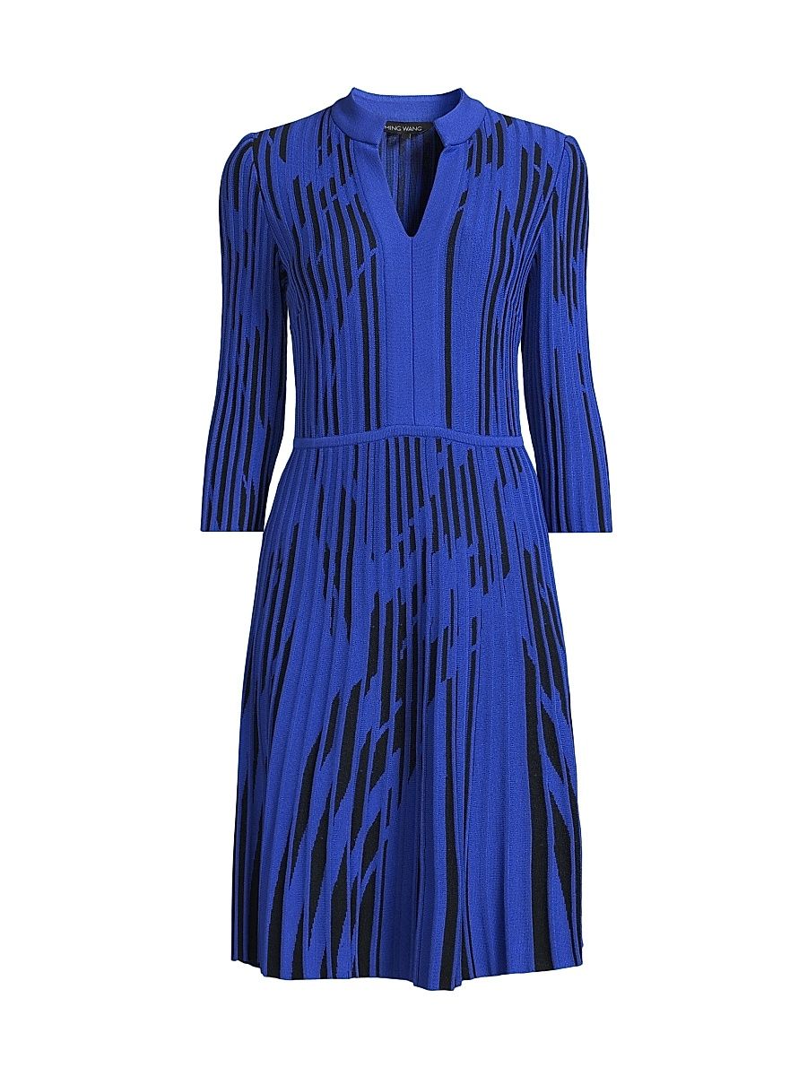 Women's Missy Knit Fit-And-Flare Midi-Dress - Sapphire Sea Black - Size Large