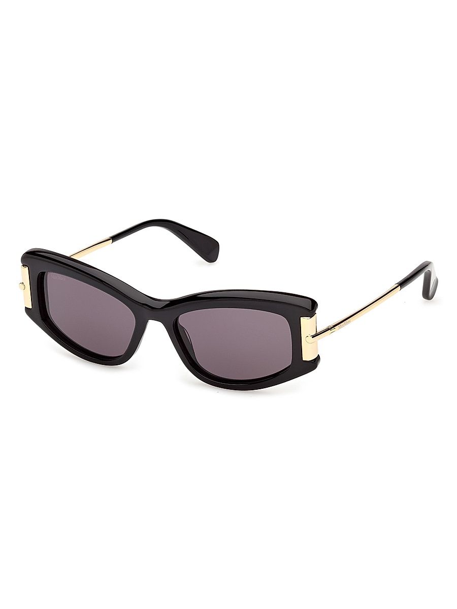 Women's 52MM Rectangular Sunglasses - Gold Black