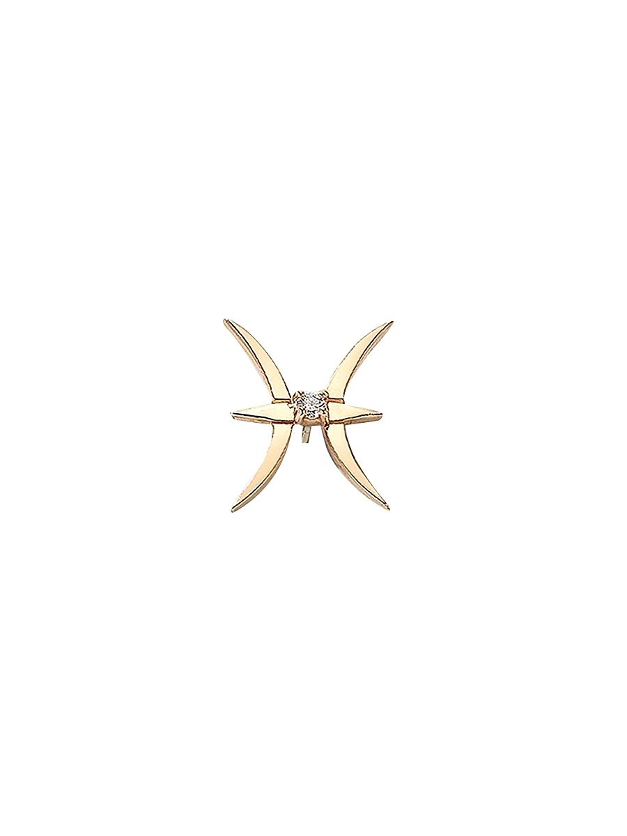 Women's Twenty 14K Gold & Diamond Pisces Stud Earring