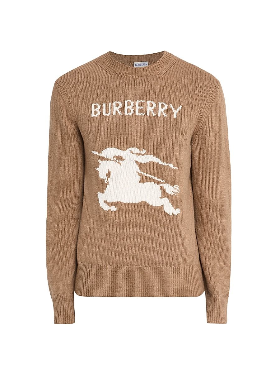 Men's Cashmere-Blend Logo Sweater - Camel - Size XL