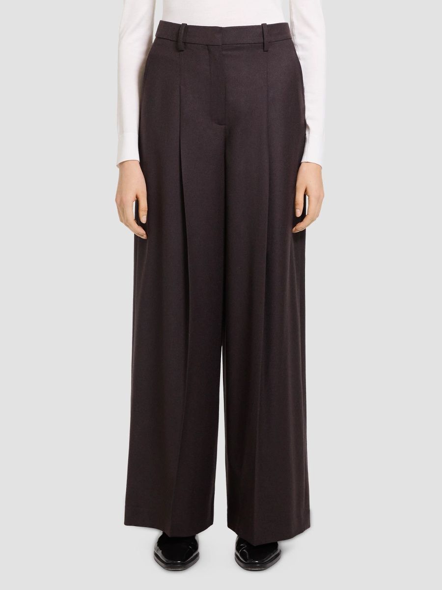 Theory Women's Pleat Wide-Leg Trousers - Cacao - Size 14