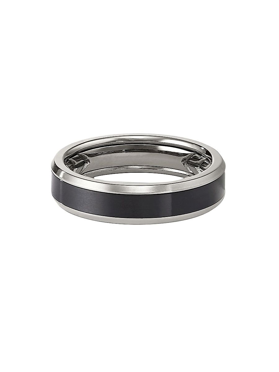 Men's Beveled Band Ring In Grey Titanium - Grey Titanium - Size 13.5