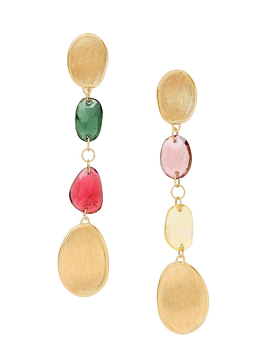 Women's Lunaria Color 18K Yellow Gold & Tourmaline Drop Earrings - Yellow Gold