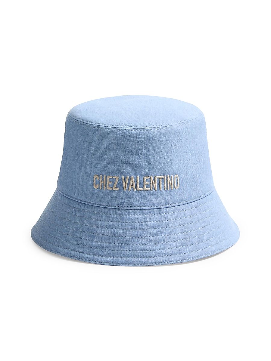 Men's Chez Denim Bucket Hat with Embroidery - Azure - Size Large