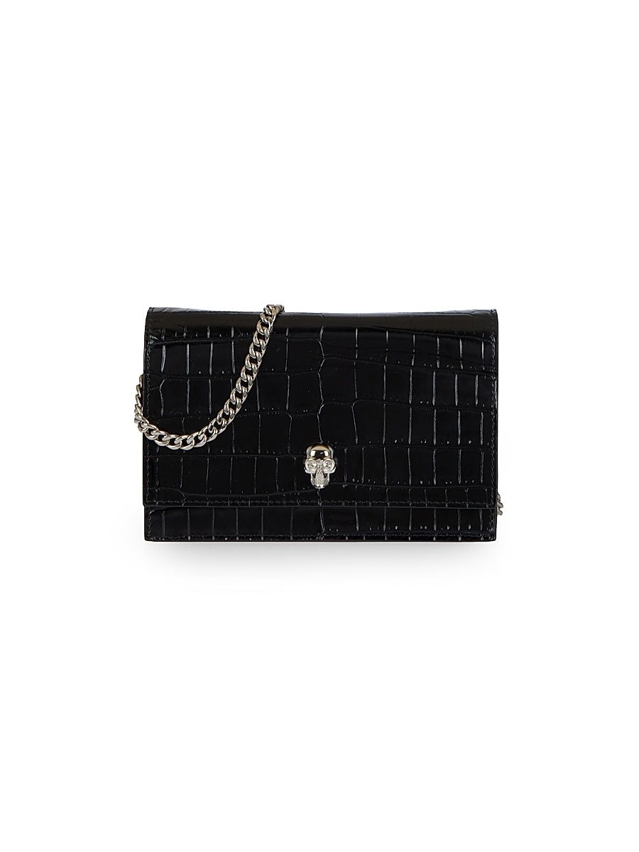 Women's Small Skull Bag In Leather - Black
