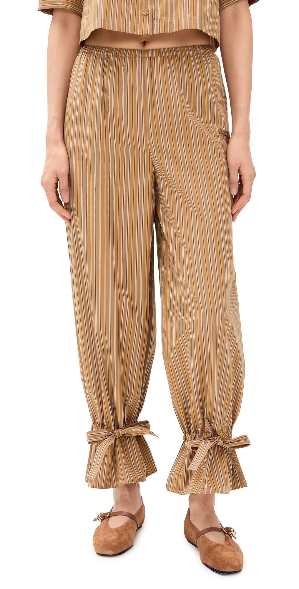 The Tiny Big Sister Striped Bow Trousers Light Brown 34