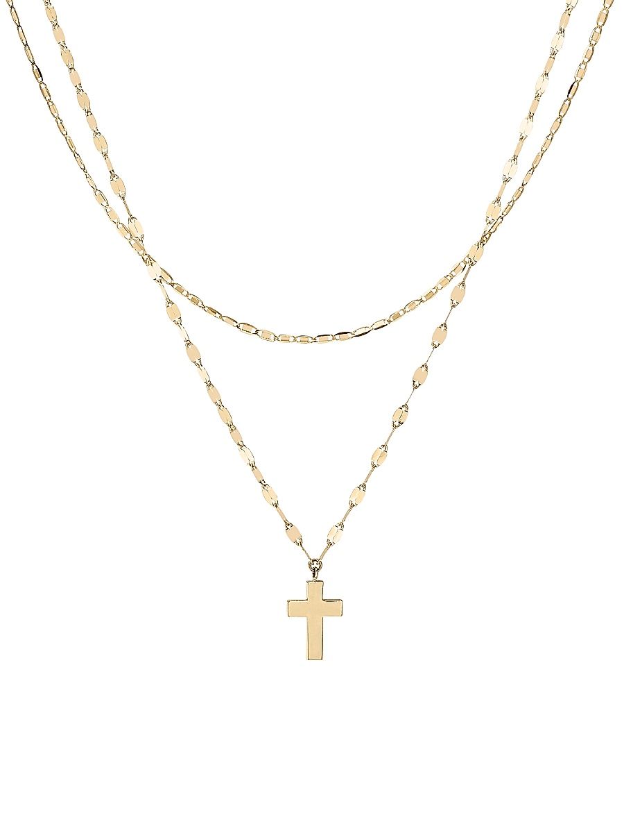 Women's 14K Yellow Gold Double-Strand Cross Necklace - Yellow Gold