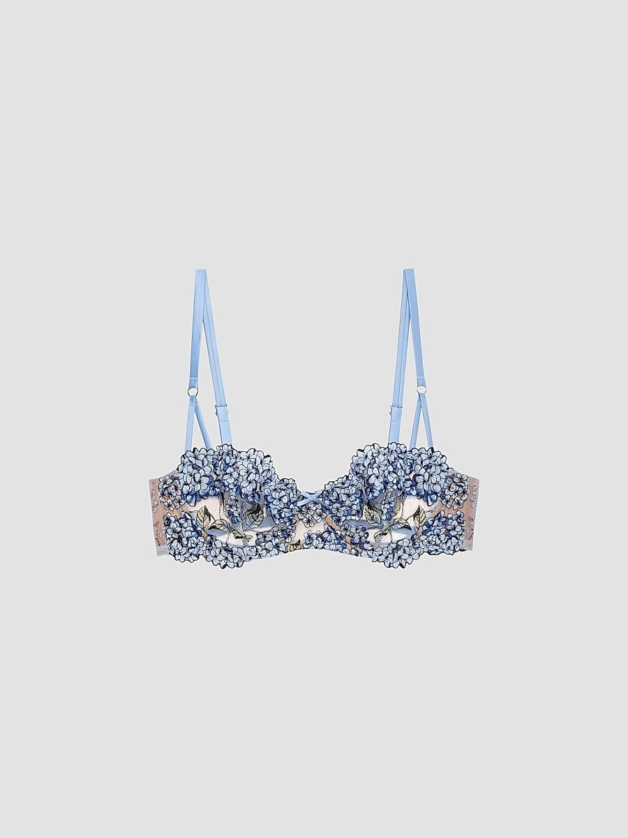 Women's Hydrangea Embroidery Balconette Bra - Petal Blue - Size 30D