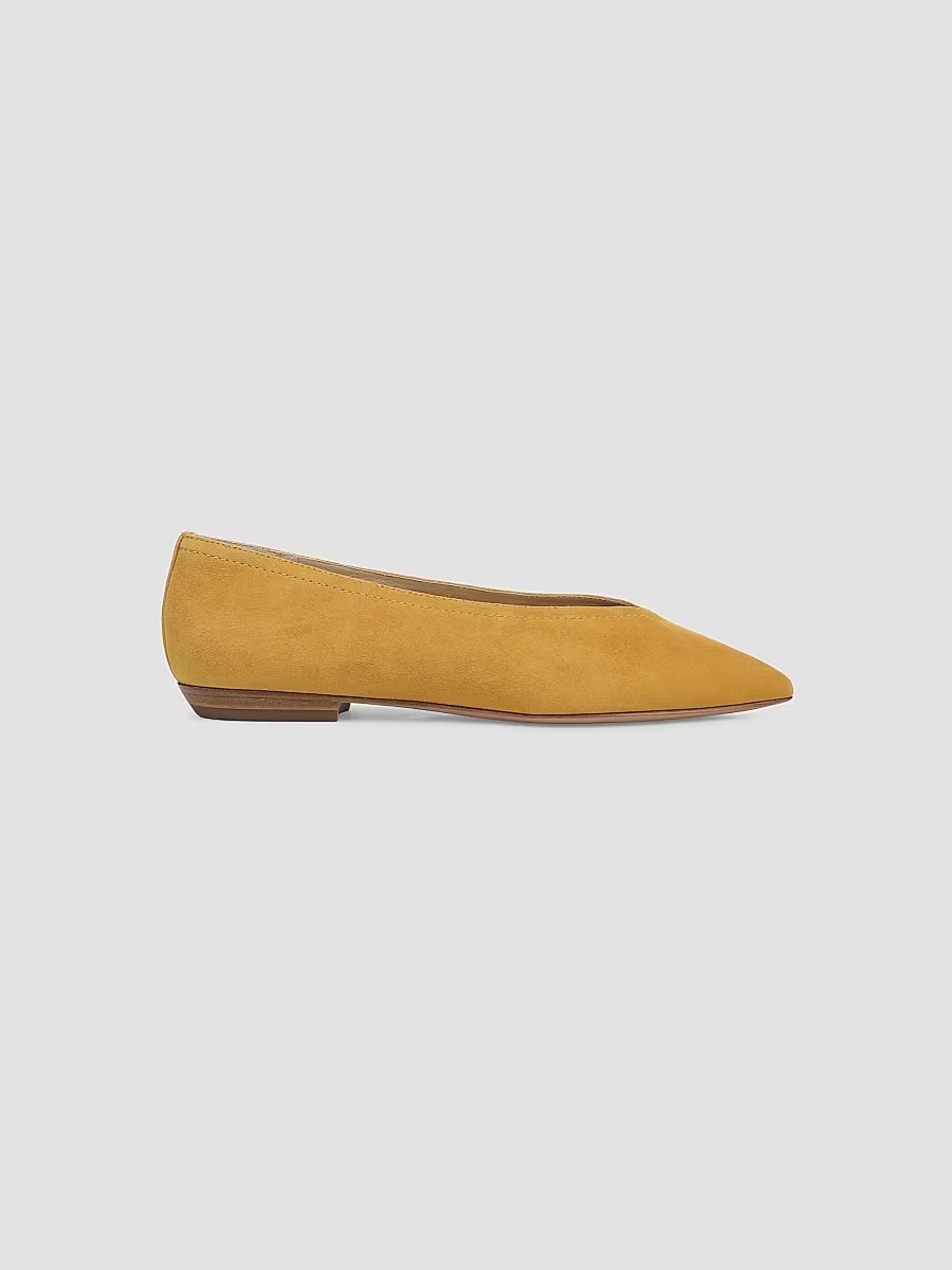 Veronica Beard Women's Bancroft Suede Ballerina Flats - Mustard Yellow - Size 11