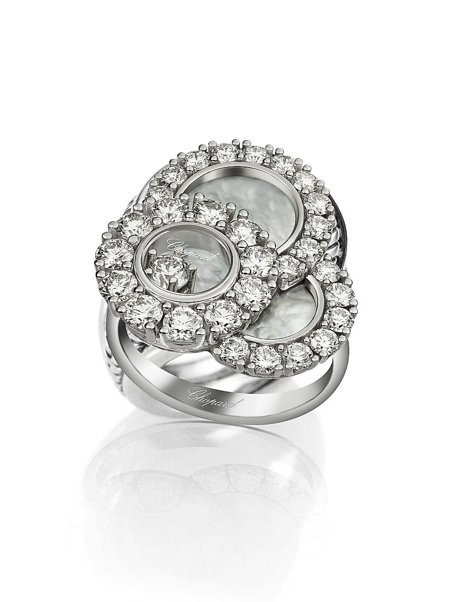 Women's Happy Dreams Diamond, Mother-Of-Pearl & 18K White Gold Ring - White Gold - Size 7