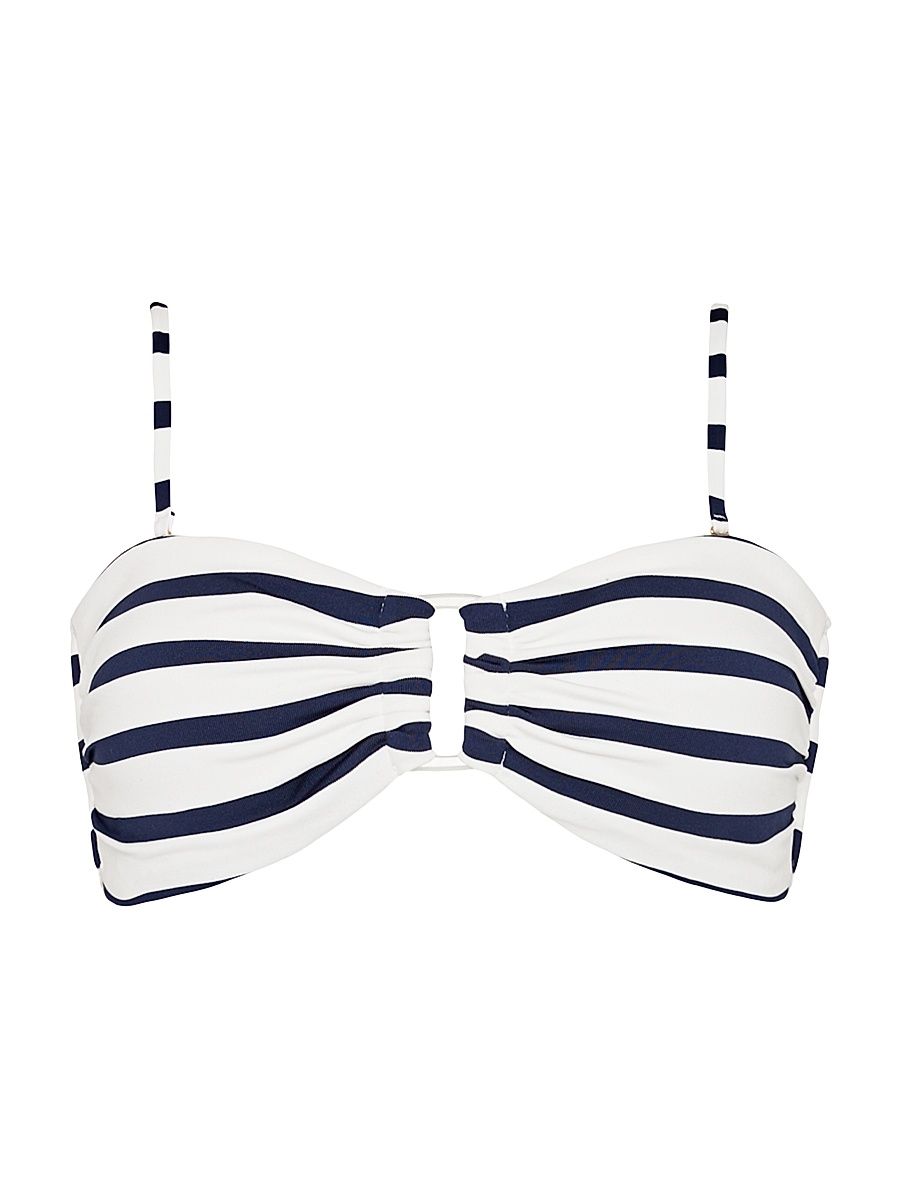 Women's Nautical Striped Bikini Top - Navy White - Size XS