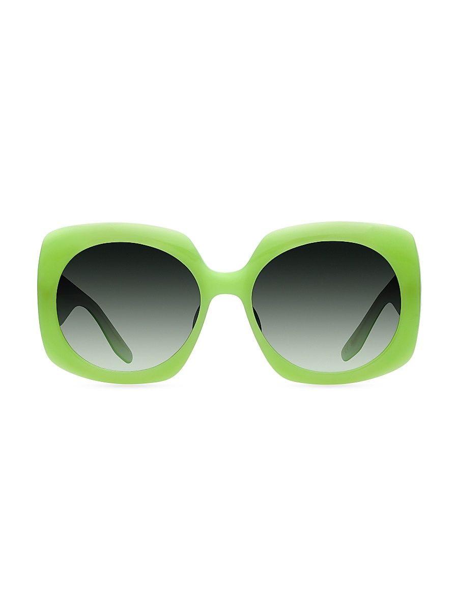 Women's Barton Perreira x Sarah Hoover Delia 57MM Hexagonal Sunglasses - Lime Light