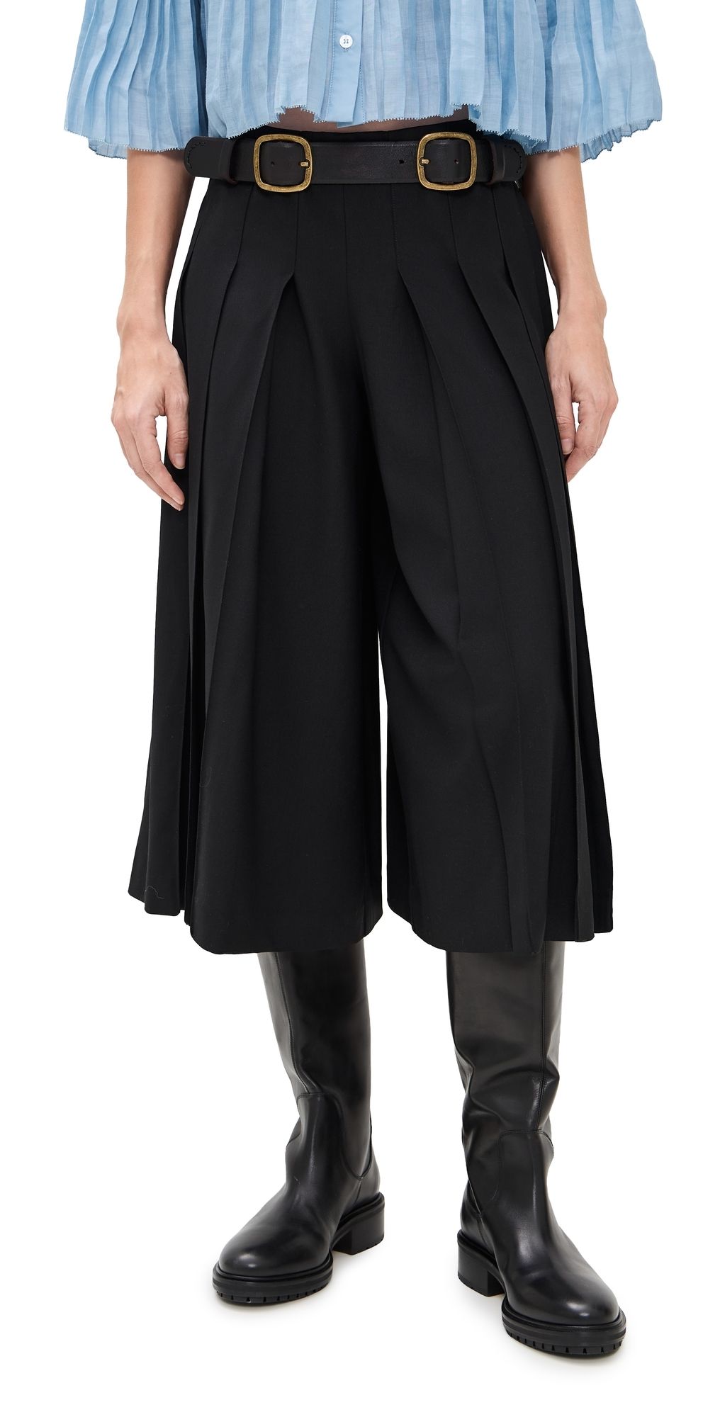 Sea Elisa Tropical Wool Belted Culottes Black 2