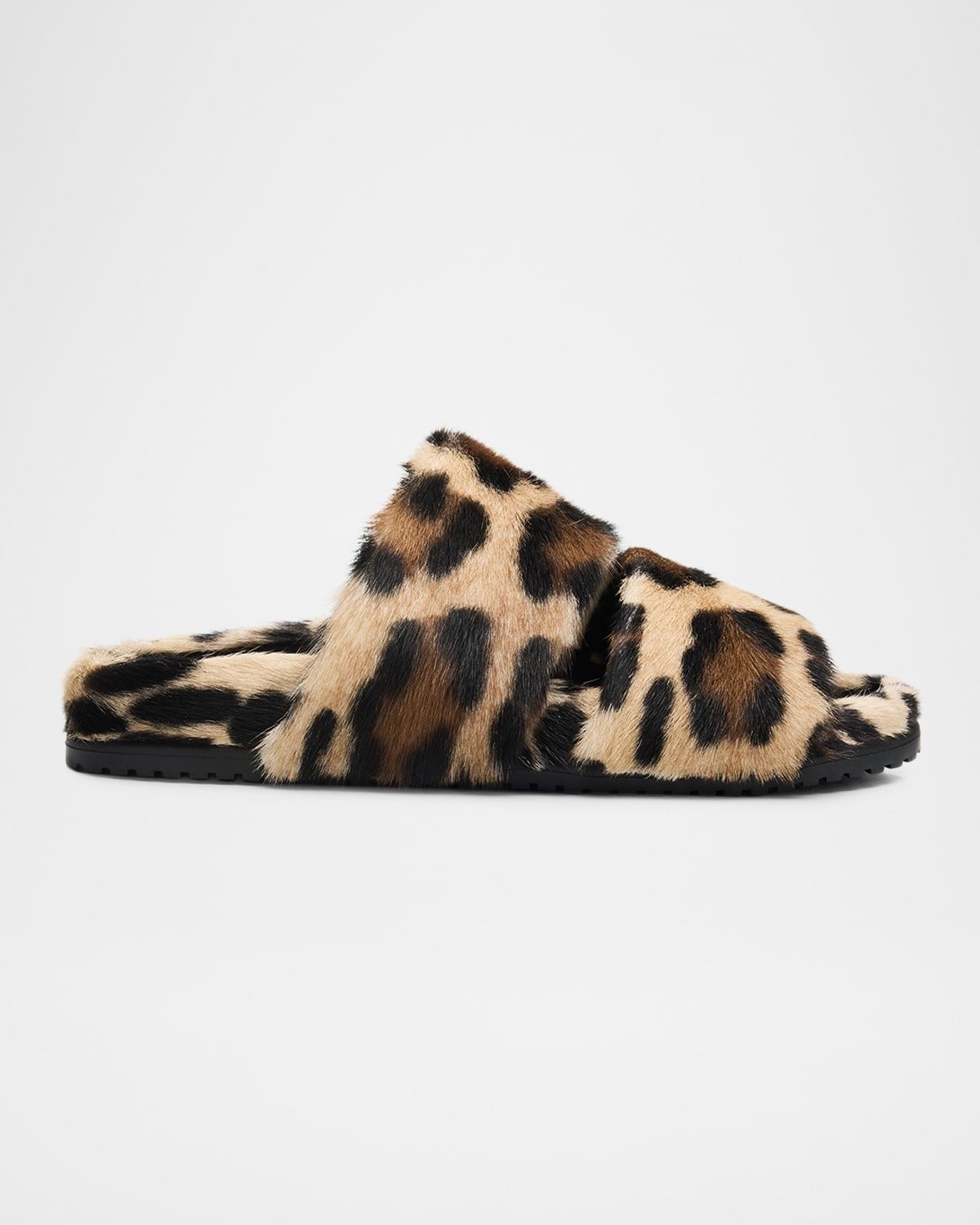 Men & apos;s Leo Leopard-Print Goat Hide Slides