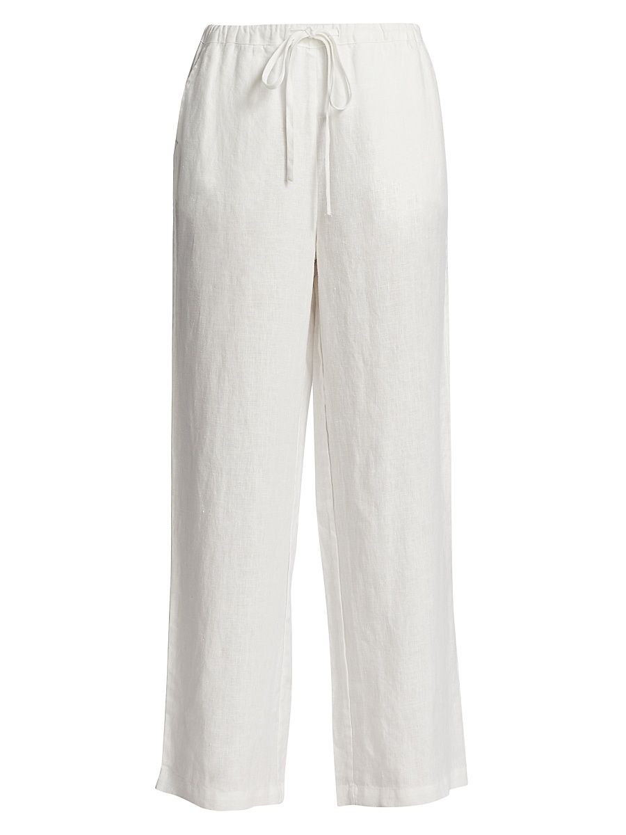 Women's Emmie Linen Pants - White - Size Large