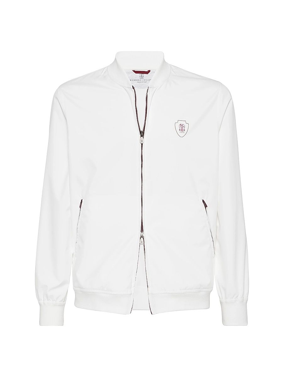 Men's Nylon Sweatshirt with Logo and Zipper - White - Size XXL