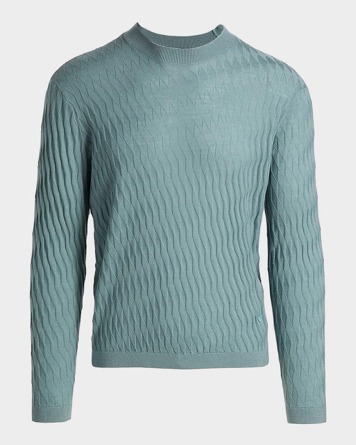 Men & apos;s Wool Tonal Jacquard Crewneck Sweater