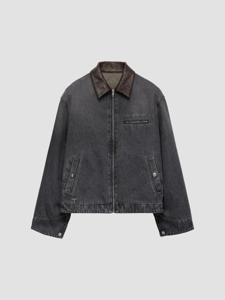 Prada Men's Denim Blouson Jacket - Black - Size XXXL