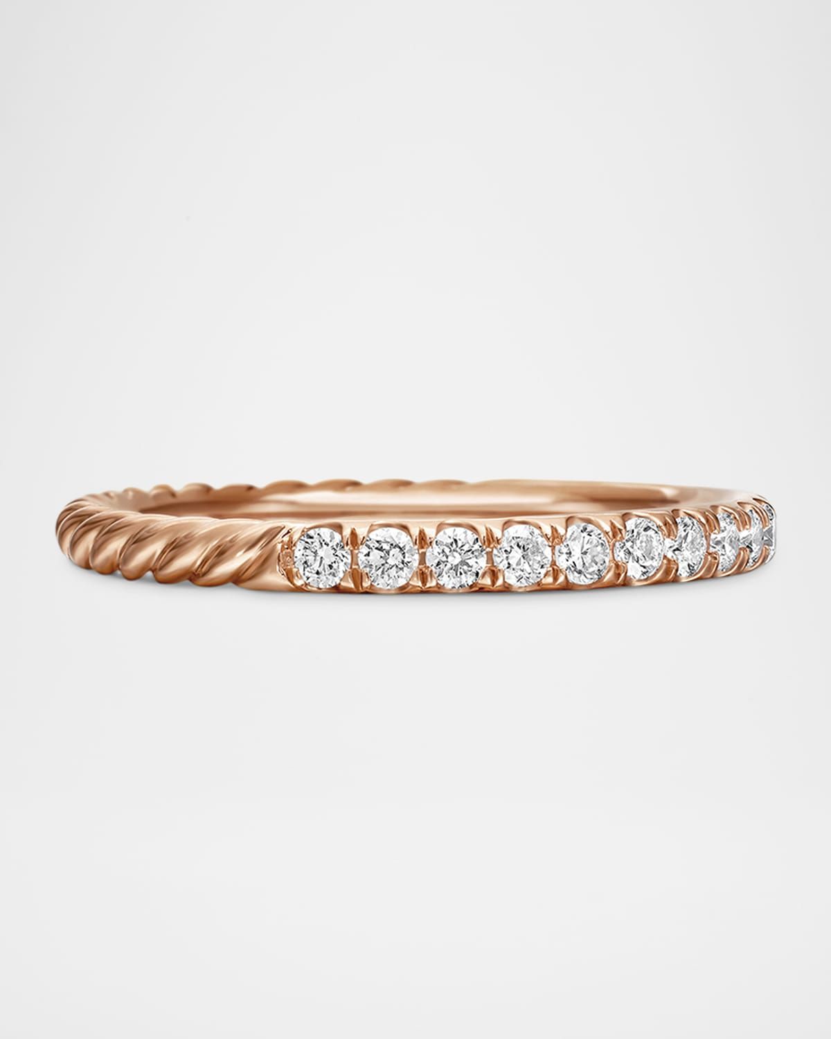 Cable Collectibles Stack Ring with Diamonds in 18K Gold