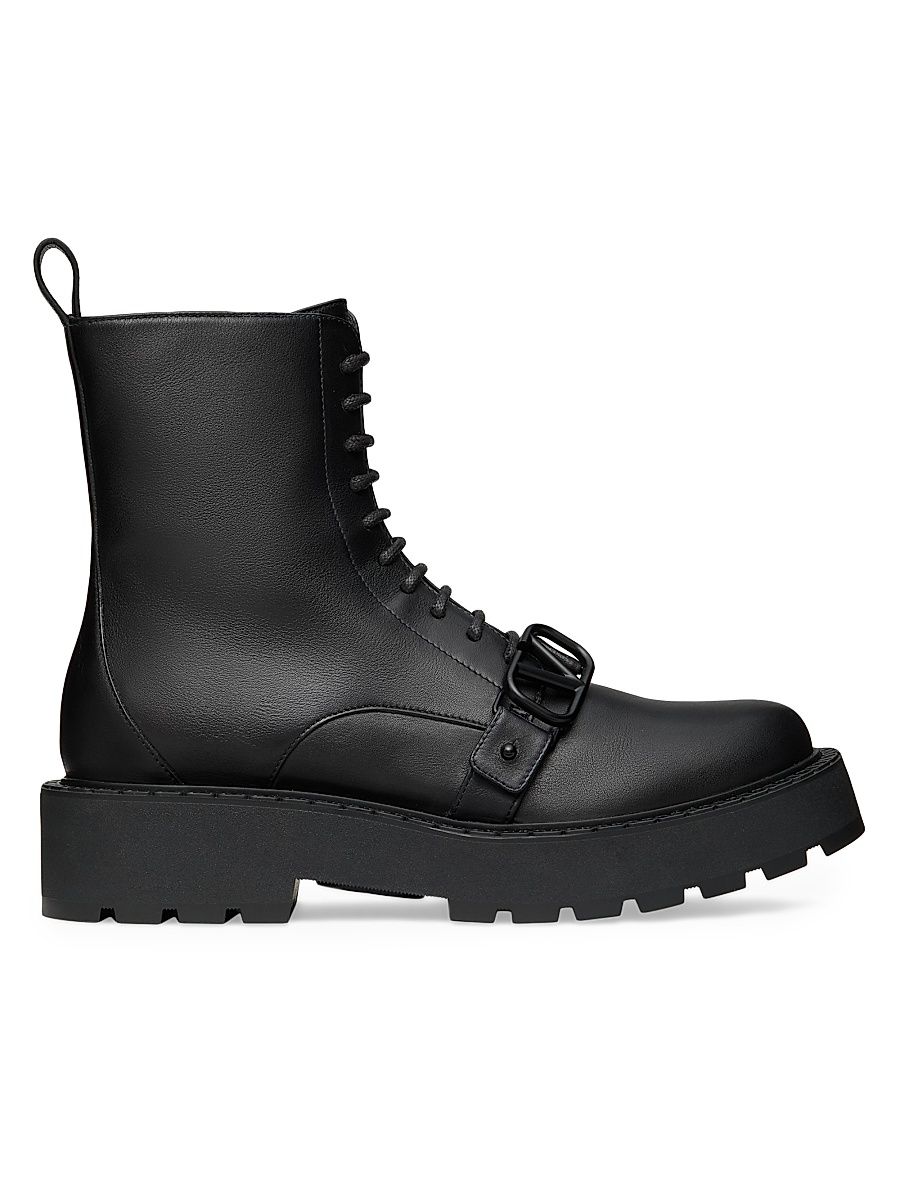 Women's VLogo 45MM Signature Calfskin Combat Boots - Black - Size 12