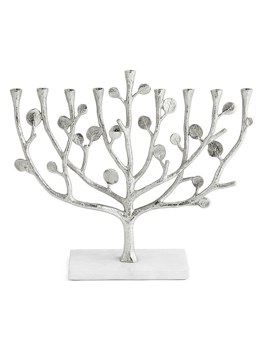 Botanical Leaf Menorah - Silver
