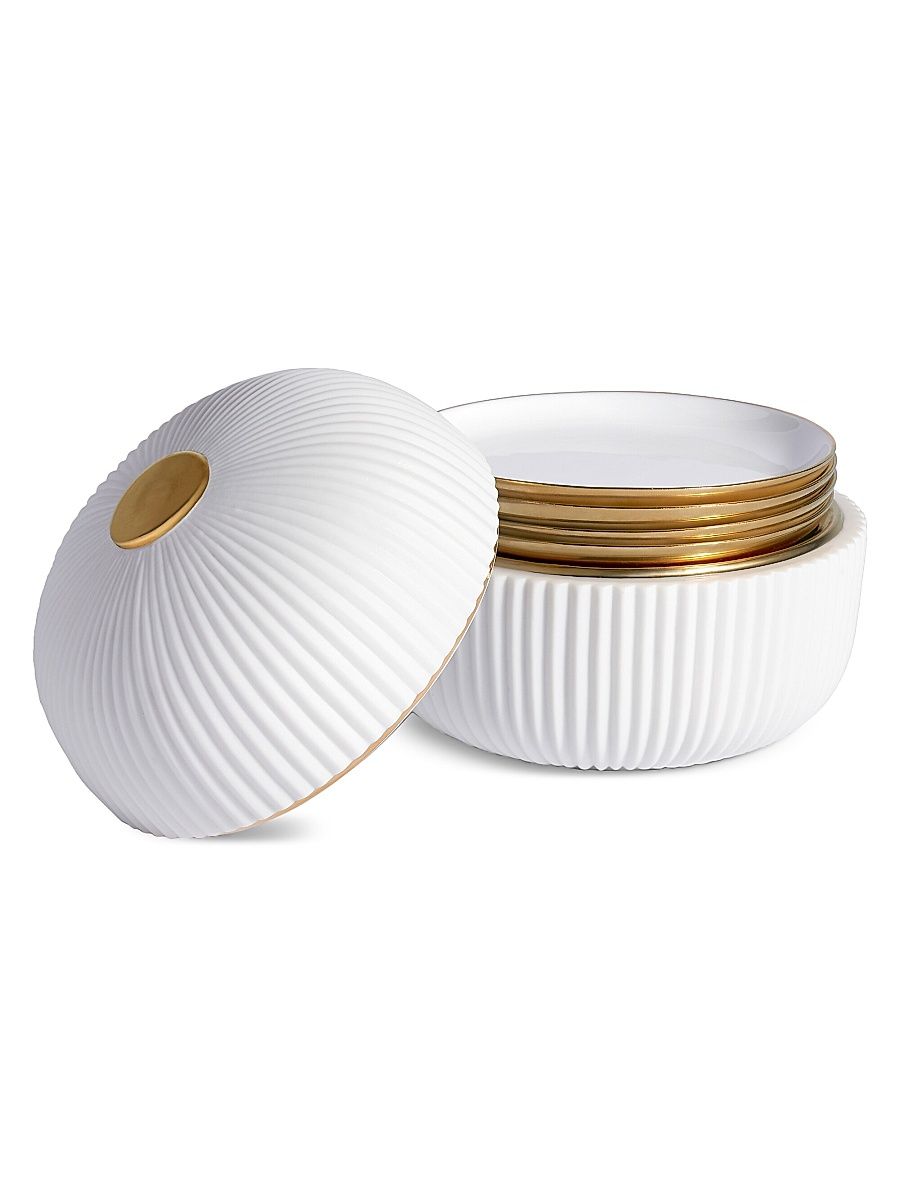 Ionic Five-Piece Porcelain Box and Plate Set