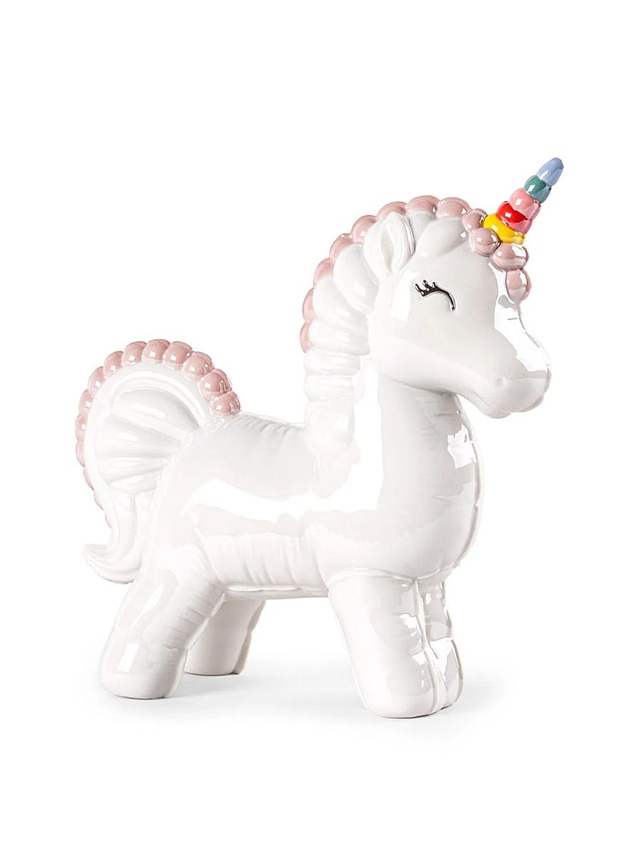 Unicorn Porcelain Sculpture - Whiteandmulticolor