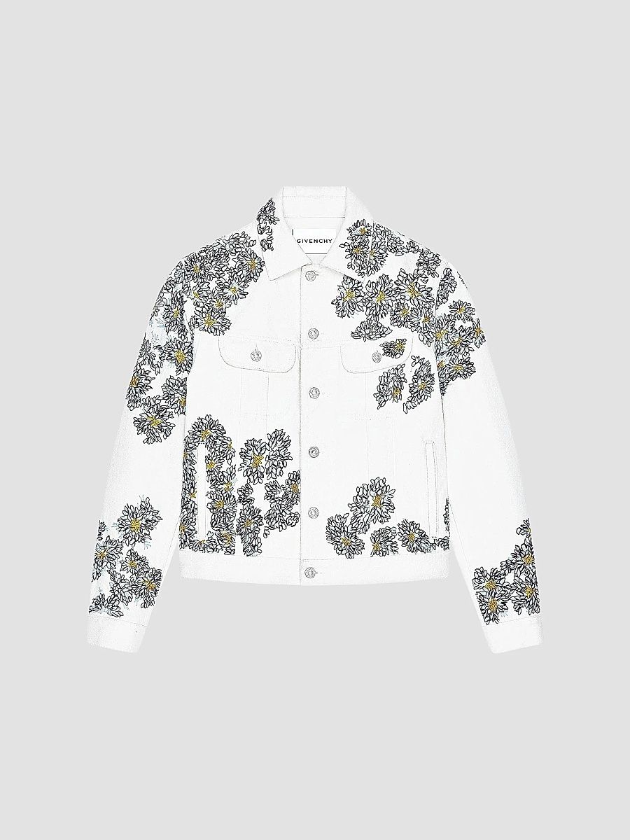 Givenchy Men's Jacket in Denim with Pompom Embroidery - Multicolored - Size XXL