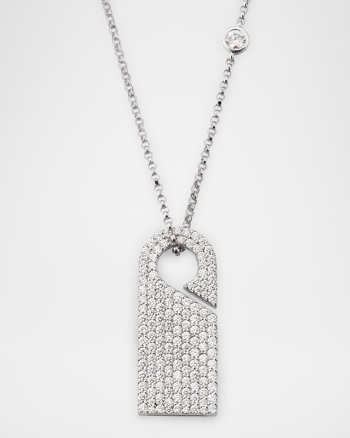 18K White Gold Diamond Bezel Necklace