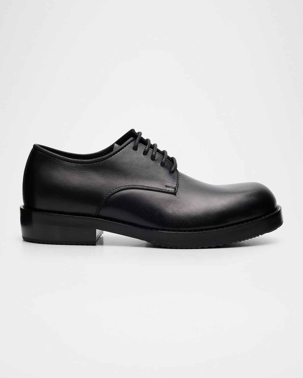 Men & apos;s Calf Leather Rubber-Sole Derby Shoes