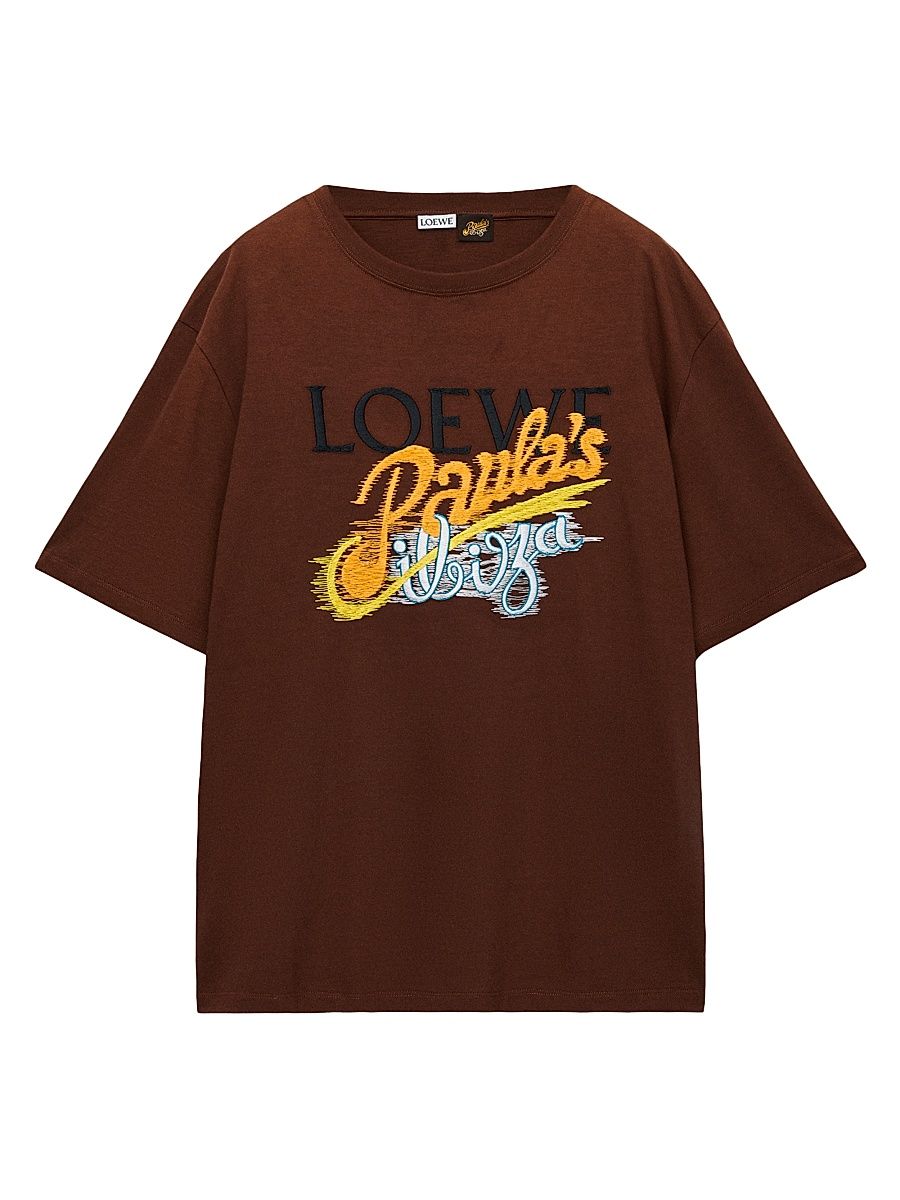 Men's LOEWE x Paula's Ibiza Paula Logo Loose-Fit T-Shirt - Brown Multicolor - Size XXL
