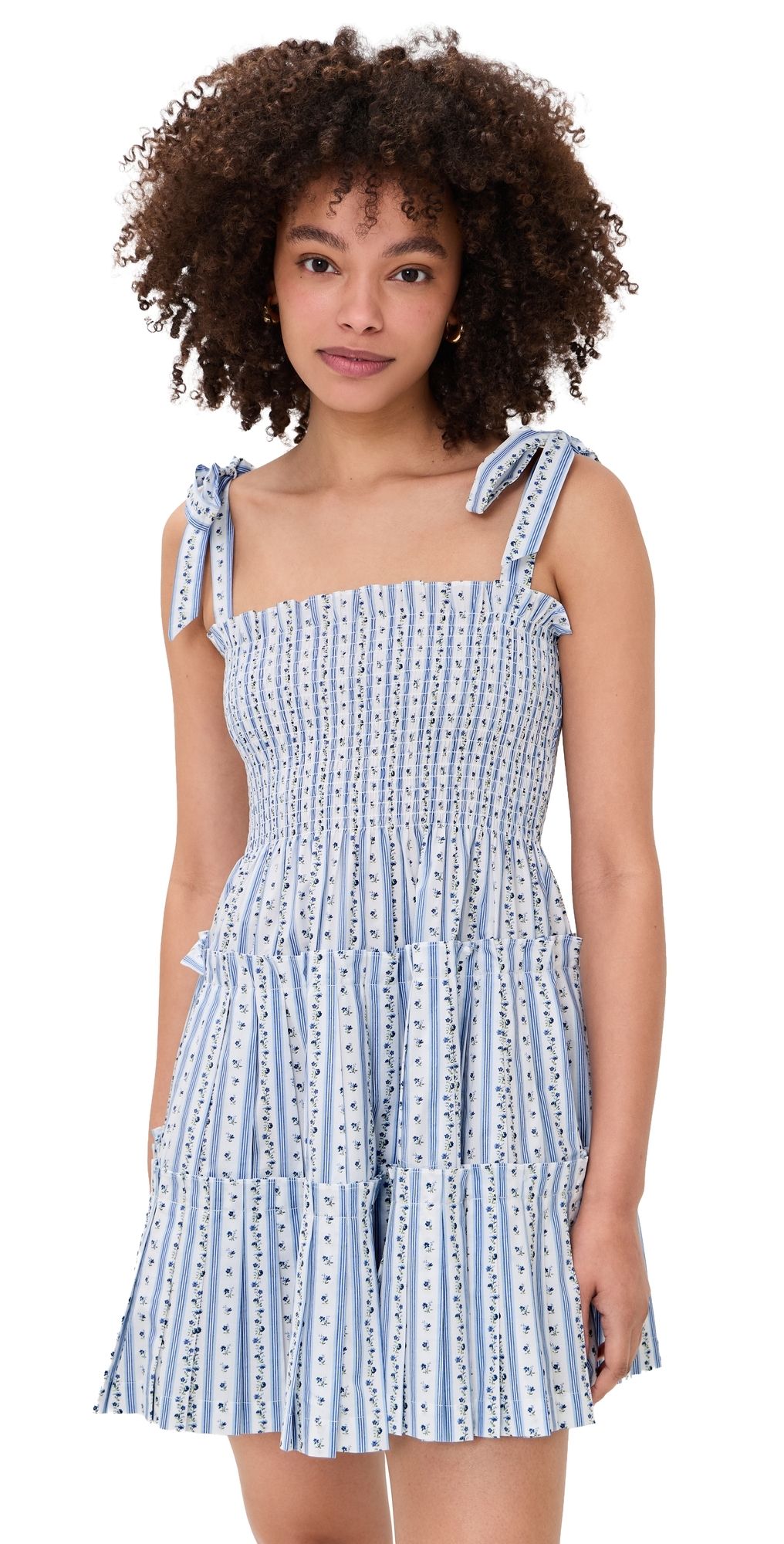 Hill House Home The Ribbon Charlotte Nap Dress Petal Stripe Blue XXS