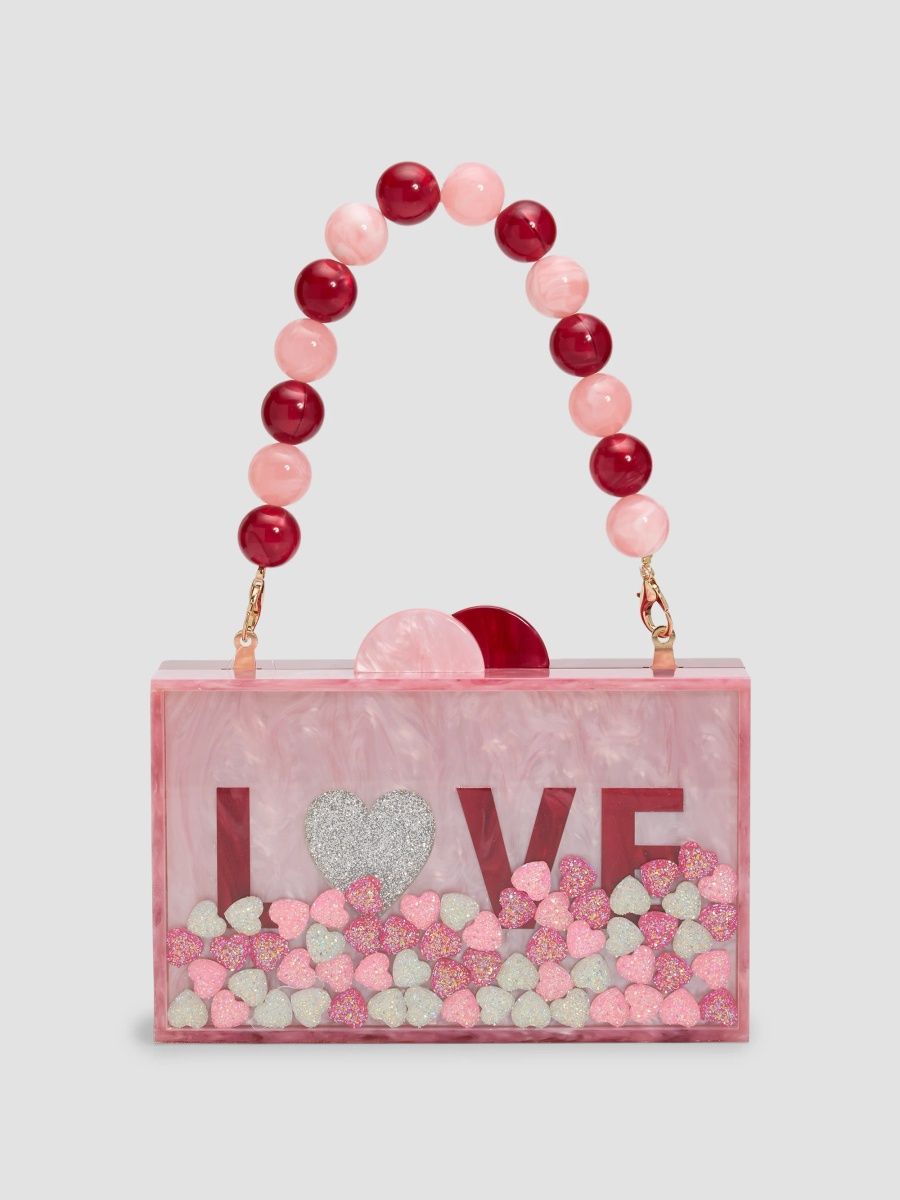Bari Lynn Girl's Girl's Love Shaker Box Bag - Red And Pink