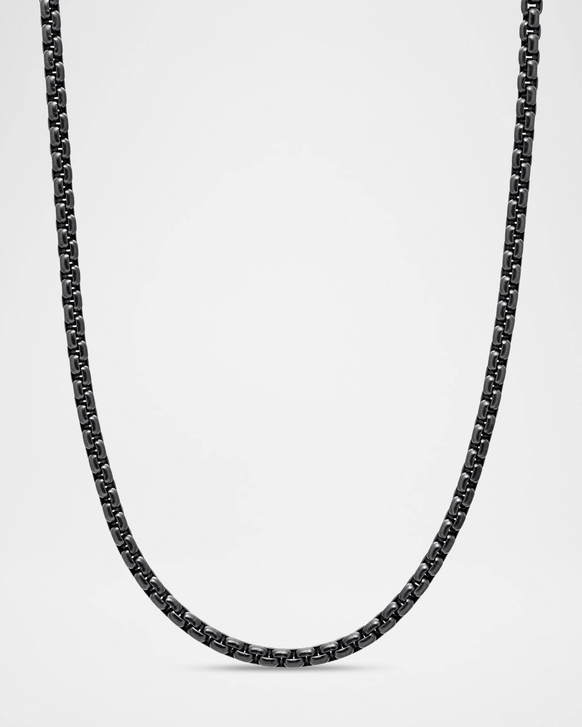 Men & apos;s Box Chain Necklace in Darkened Stainless Steel, 4mm, 26"L
