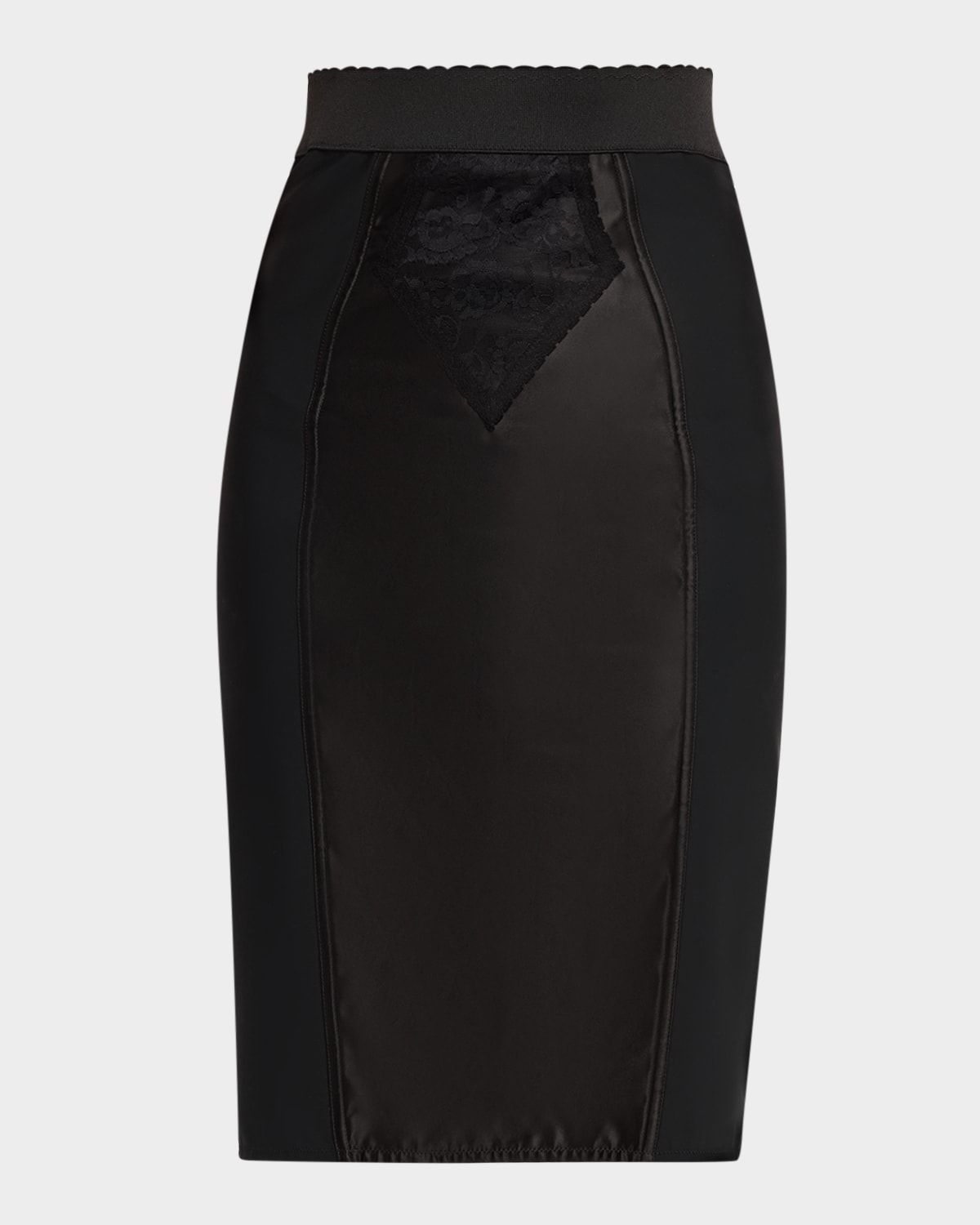 Lace Satin Paneled Pencil Skirt