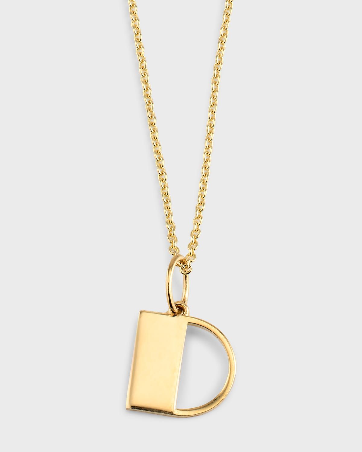 14K Pure Block Initial Necklace