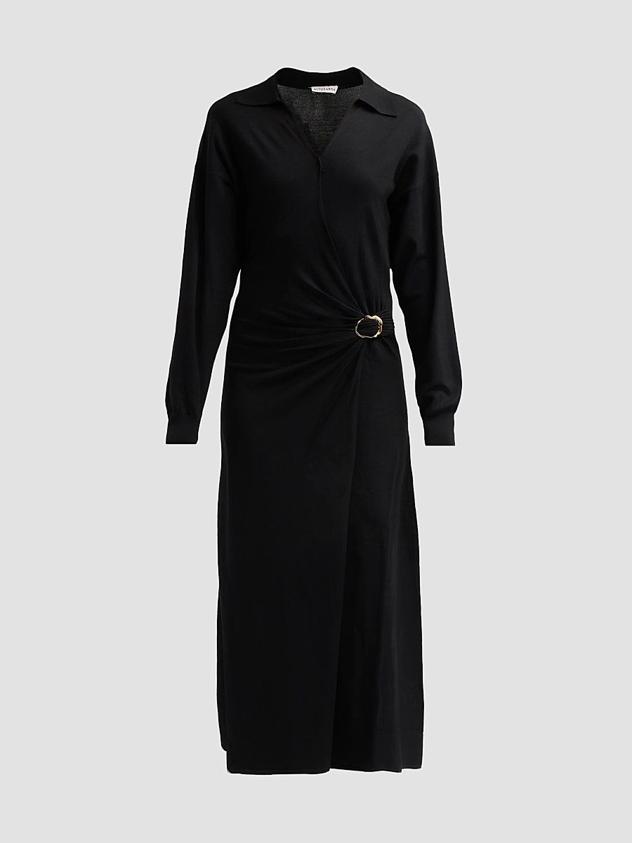 Women's Ellington Faux-Wrap Midi Dress - Black - Size XL